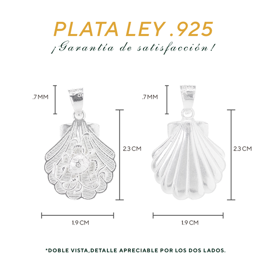 Dije de Plata Ley .925 en Forma de Concha de Mar (DM007) - Joyería Marina