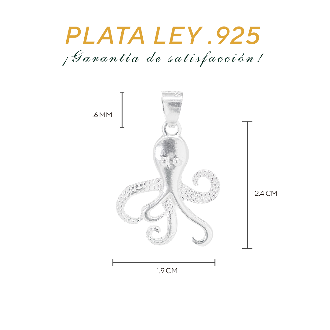 Dije de Plata Ley .925 en Forma de Pulpo (DA033) - Joyería Marina