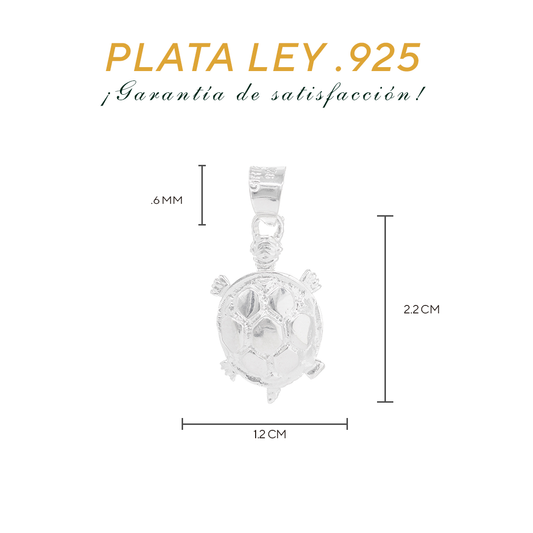 Dije de Plata  ley .925 en Diseño de  Tortuga (DM036) - Joyería Marina