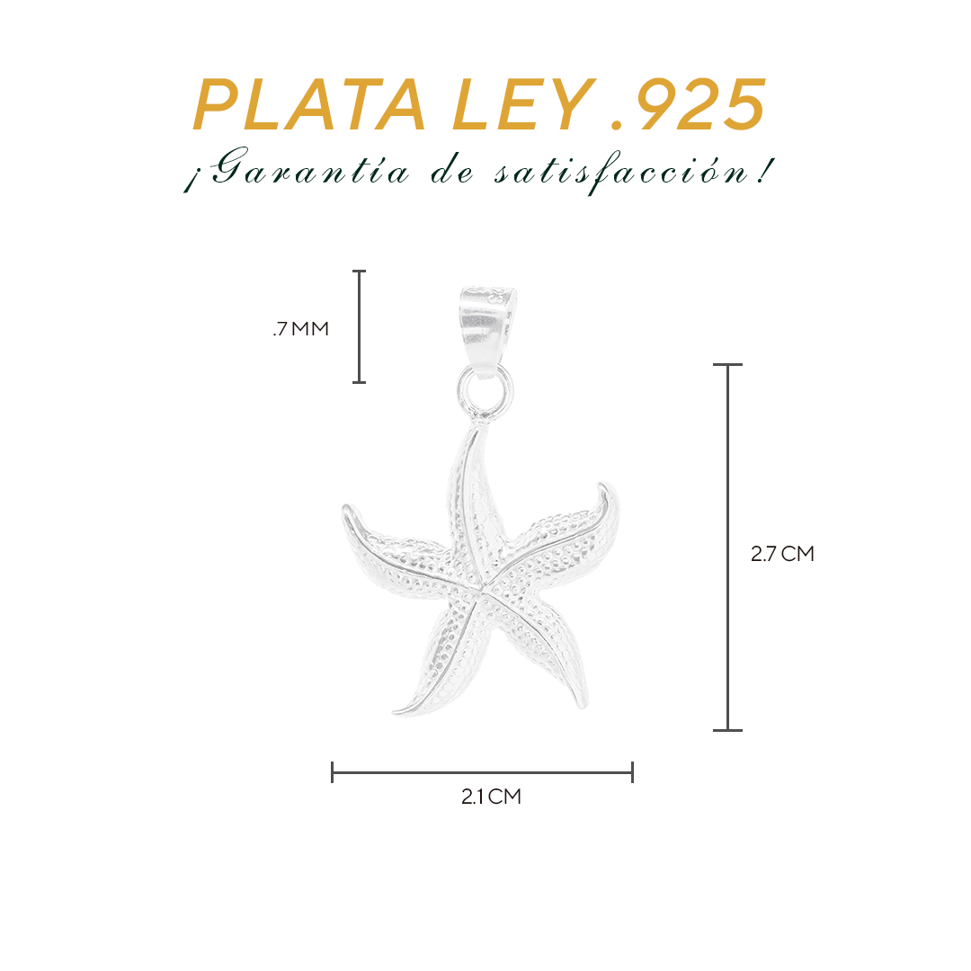 Dije de Plata ley .925 en Forma de Estrella de Mar ( DM065)Joyería Marina