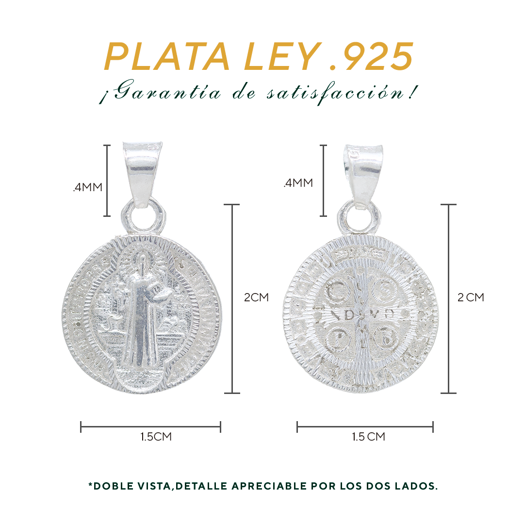 Dije de Plata .925 en forma de San Benito Mod. DR133 - Joyería de Plata religiosa.