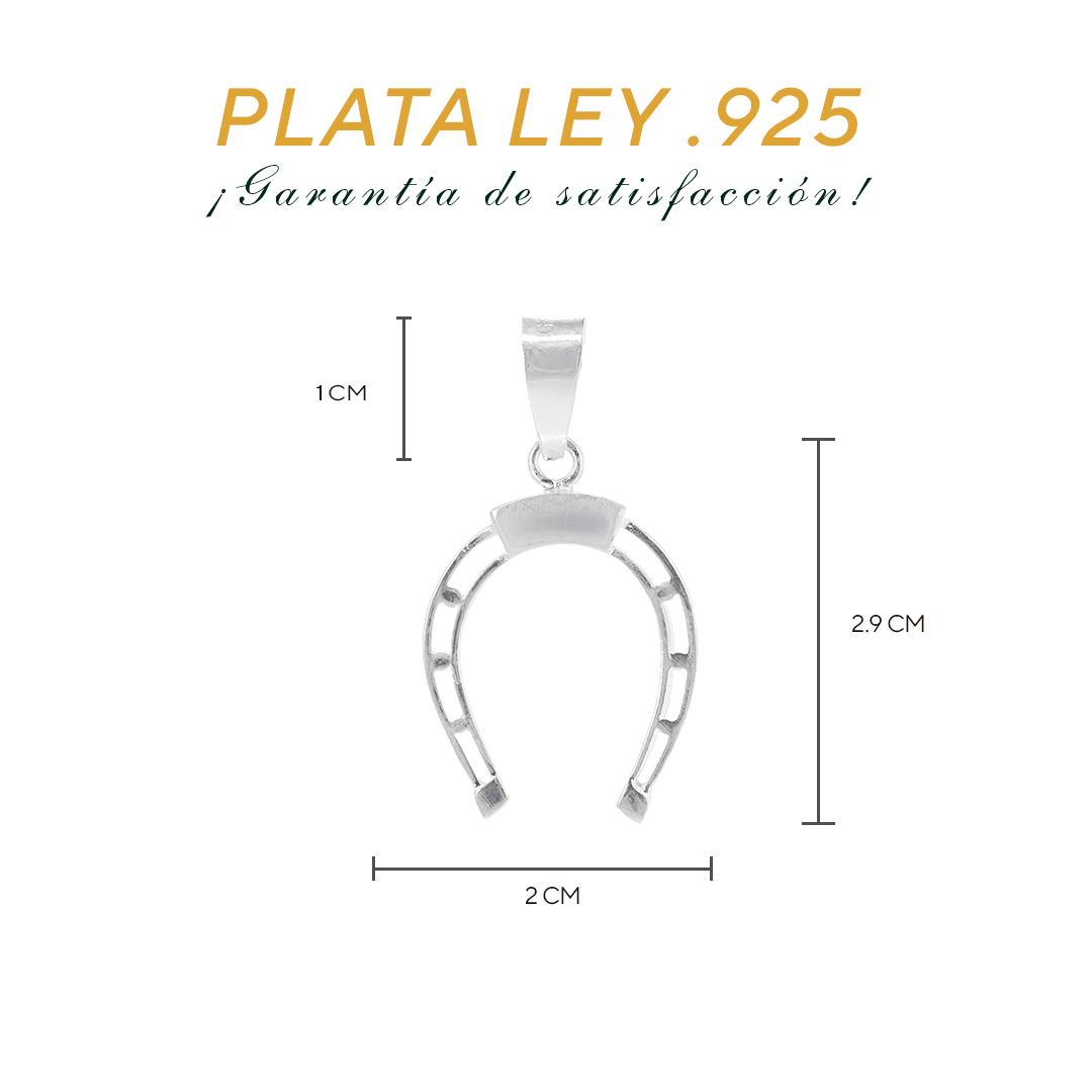 Dije de Plata ley. 925 en forma de Herradura (DV010) Auténtica Joyería Talismán