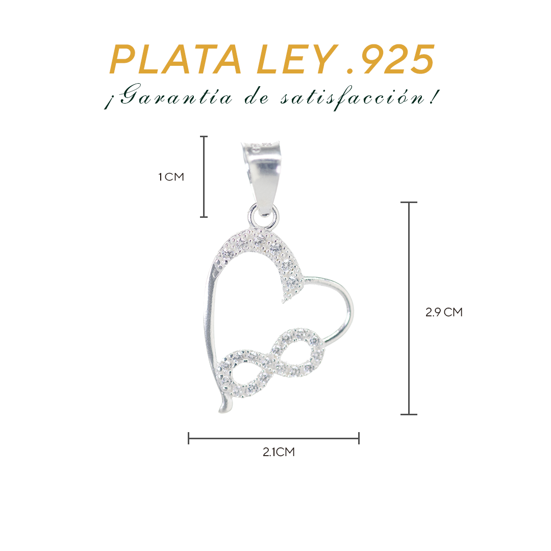 Dije de Plata Ley.925 Forma Corazón Infinito con Circonia - Joyería Elegante