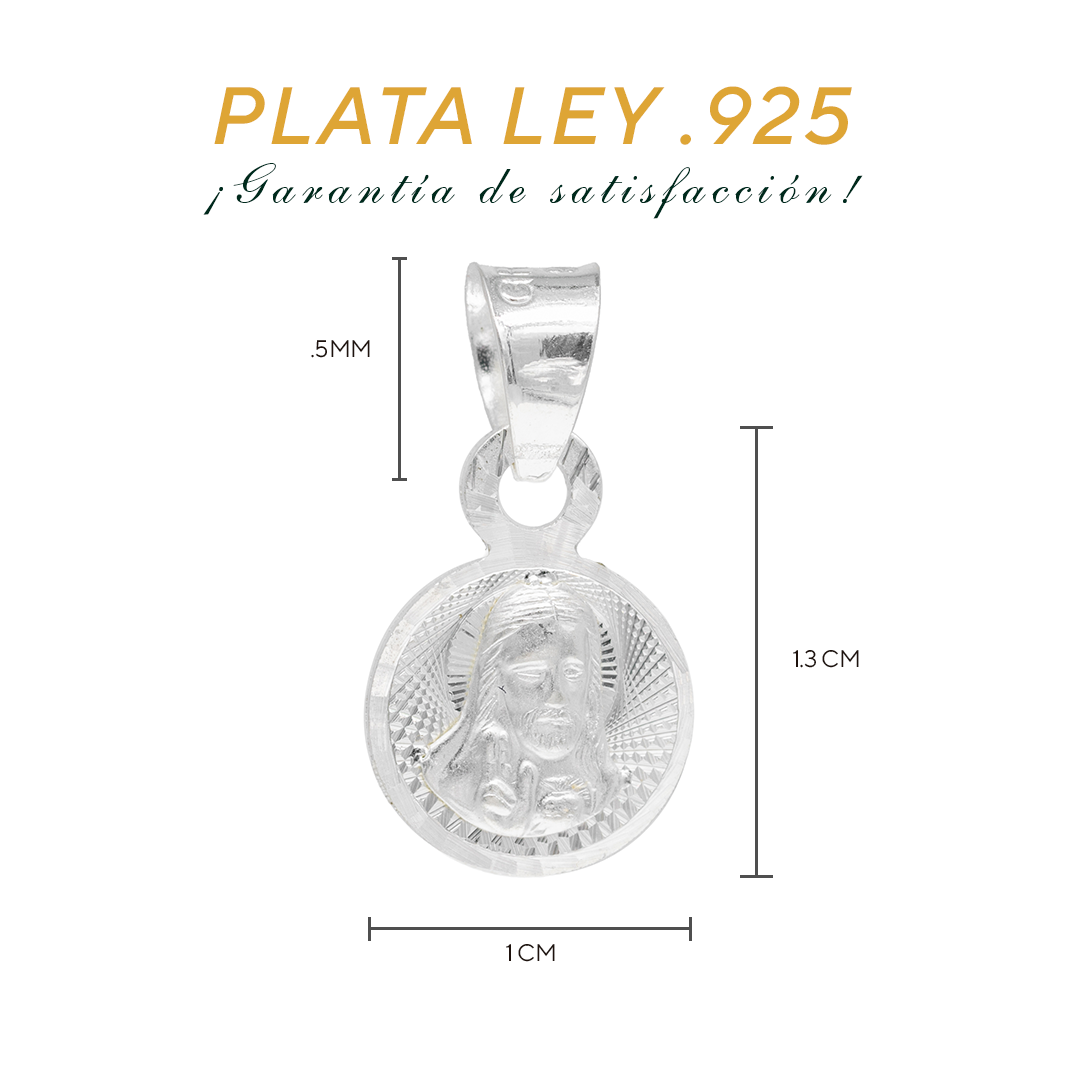 Dije Plata .925 con diseño de Sagrado Corazón de Jesús MOD.R10SC3D - Mayoreo y Menudeo