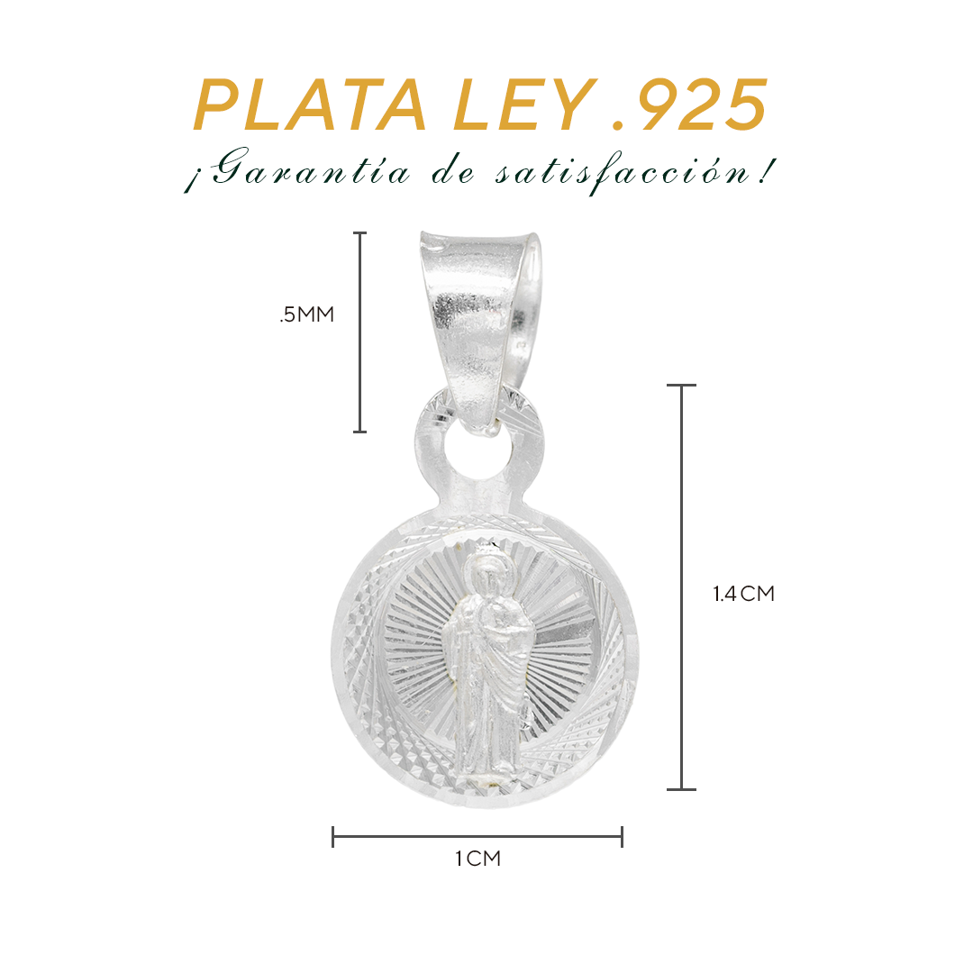 Dije de Plata .925 en diseño de San Judas Tadeo mod. R10SJ3D- Mayoreo y Menudeo