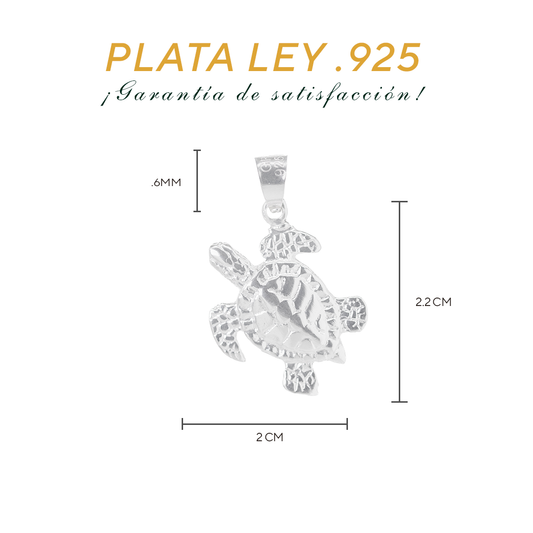 Dije de Plata  ley .925 en Diseño de  Tortuga (RJ001) - Joyería Marina
