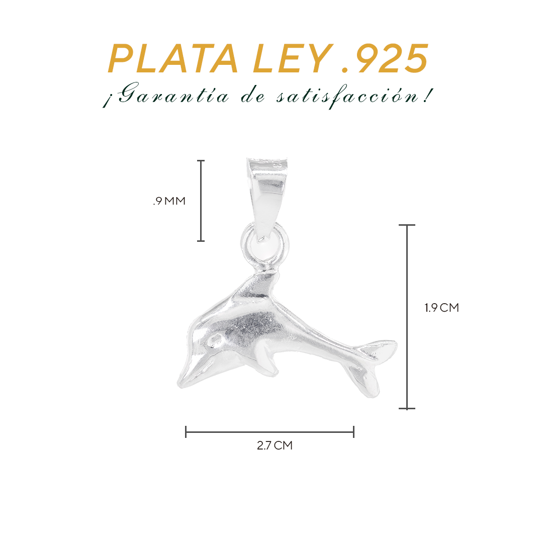 Dije de Plata ley .925 en forma de Delfín - Joyería Marina