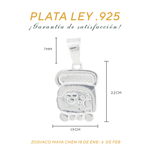 Dije de Plata Ley .925 en Zodiaco Maya Chen ( 18 de Enero- 6 Febrero)
