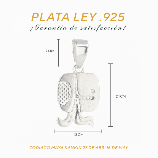 Dije de Plata Ley .925 Zodiaco Maya Kankin ( 27 de Abril a 16 de MAYO )