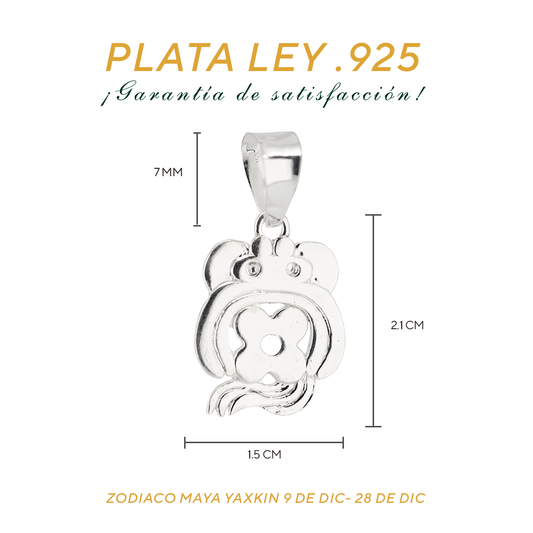 Dije de Plata Ley .925 Zodiaco Maya Yaxkin ( 9 Diciembre - 28 dic)