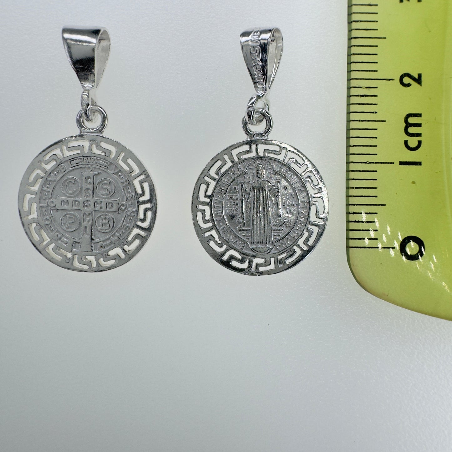 Medalla San Benito Plata 925 Doble Vista Miniatura