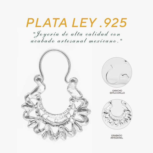 Aretes Plata .925 de Aro Abierto Borde Festoneado 4.3 Gramos - Joyería Elegante