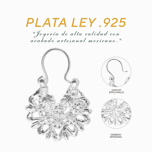 Aretes Plata .925 de Aro Diseño Floreado 5.6 Gramos - Joyería Elegante
