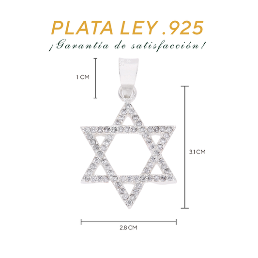 Medidas del dije: 3.1 cm alto × 2.8 cm ancho — Plata Ley .925