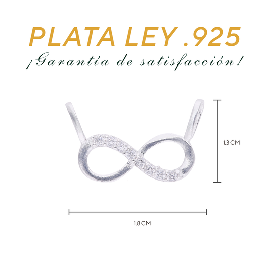 Conector Infinito con Zircones Pavé — Plata .925, vista con longitud y proporciones