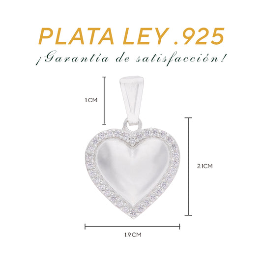 Medidas del dije corazón nácar: 2.1 cm alto × 1.9 cm ancho, argolla 1 cm – Plata Ley .925