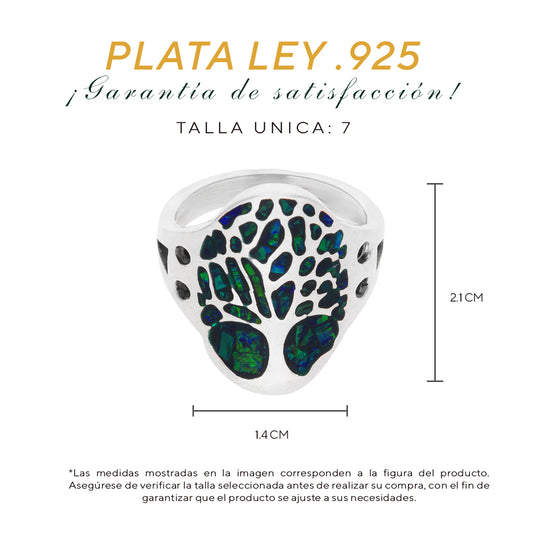 Anillo Sello Árbol de la Vida con Ópalo Verde y Zirconias — Plata Esterlina .925