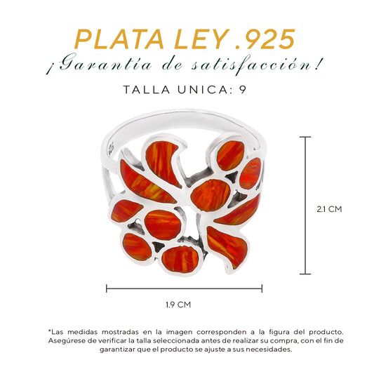 Anillo Sello Mariposa con Ópalo Rojo Coral — Plata Esterlina .925