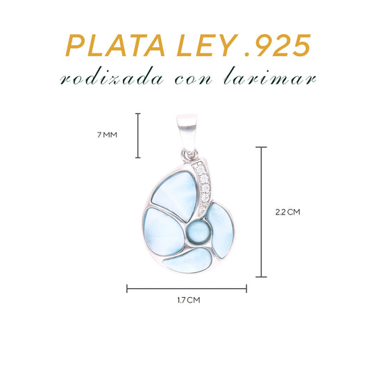 Dije Concha marina de Larimar en Plata .925