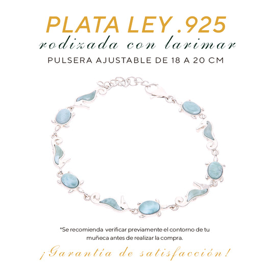 Pulsera tortuga/caballito de mar Larimar Plata.925