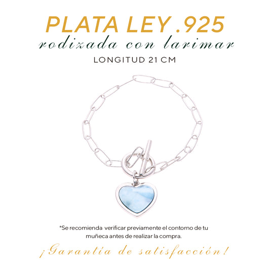 Pulsera Moderna de Larimar en Plata.925