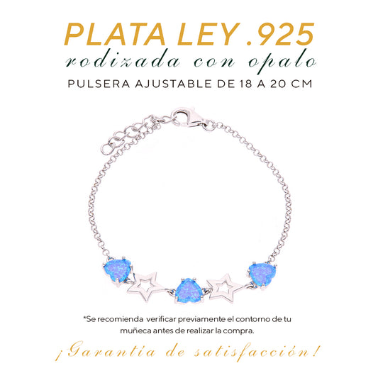 Pulsera Estrellas Combinadas de Ópalo en Plata.925