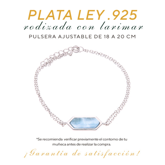 Pulsera Minimalista de Larimar Plata.925