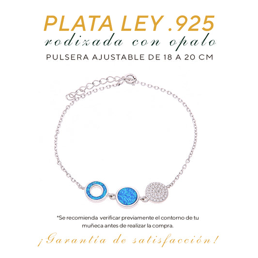 Pulsera Círculos Minimalistas Ópalo Plata.925