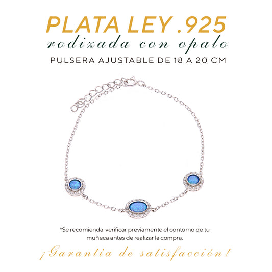 Pulsera Triple Punto de Ópalo en Plata.925