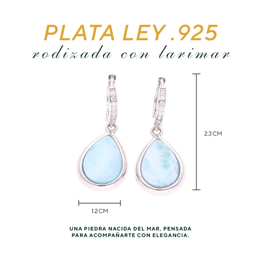 aretes Gota de Larimar en Plata.925