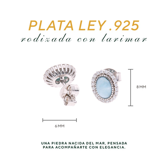 Aretes Ovalados Clásicos de Larimar en Plata.925