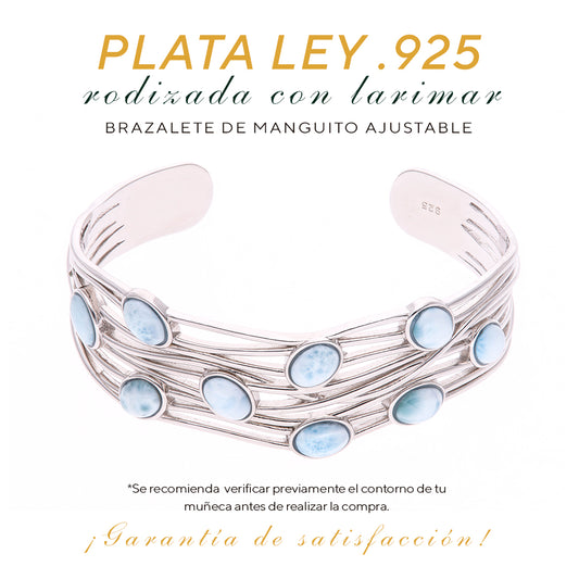 Brazalete de Larimar en Plata.925