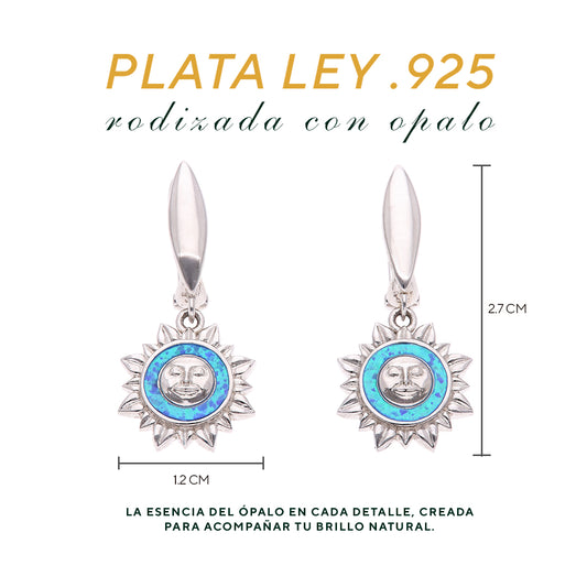 Aretes Sol Celeste de Ópalo en Plata.925