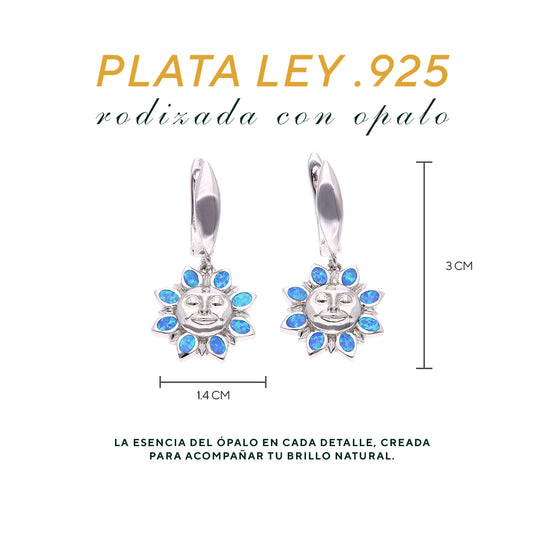 Aretes Sol Radiante Ópalo Plata.925 Ópalo