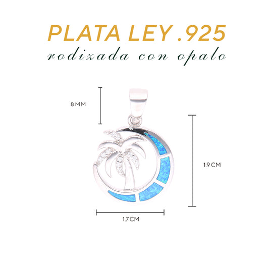 Dije Luna con Palmera Ópalo Plata.925