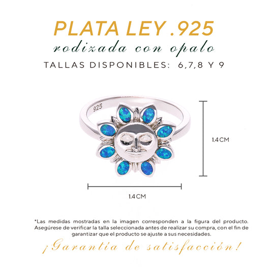 Anillo Sol Radiante Ópalo Plata.925