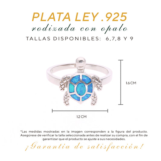 Anillo Tortuga Marina de Ópalo en Plata.925