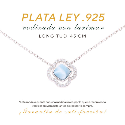 Collar Flor de Larimar en Plata.925