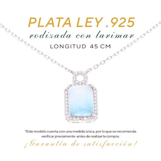 Collar Rectangular Larimar en Plata.925