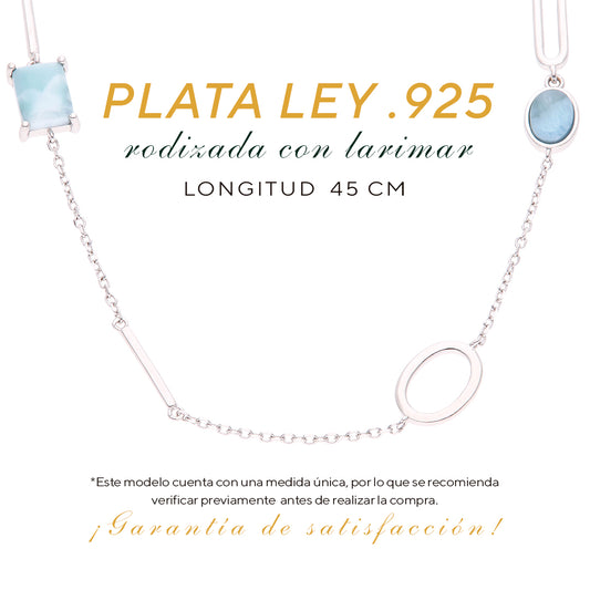 Collar Asimétrico de Larimar en Plata.925