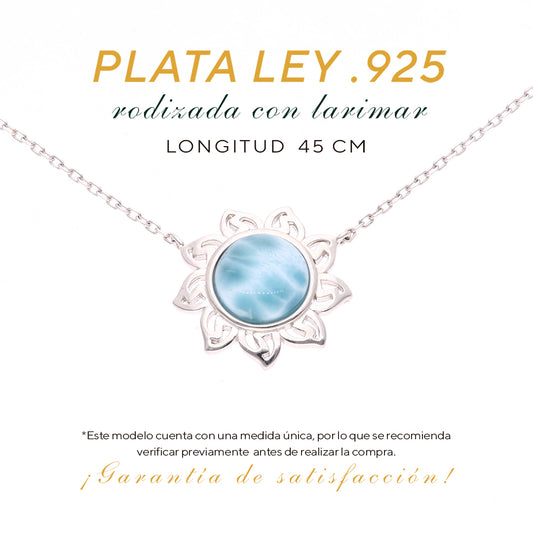 Collar Flor de Larimar en Plata.925