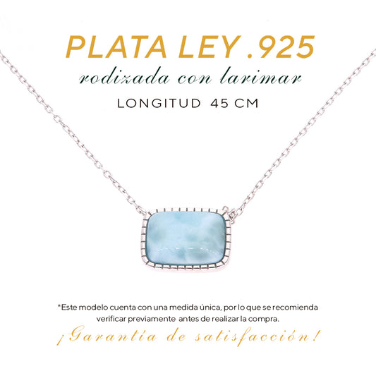 Collar Rectangular con Marco Larimar en Plata .925