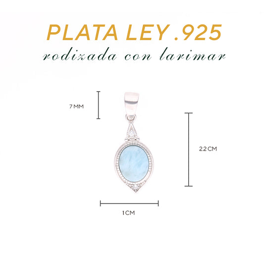 Dije Ovalado Marco Larimar en Plata.925
