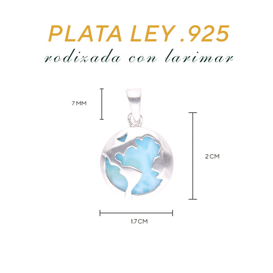 Dije Mapa del Mundo de Larimar en Plata.925