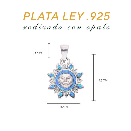 Dije Sol Celeste Ópalo Plata.925