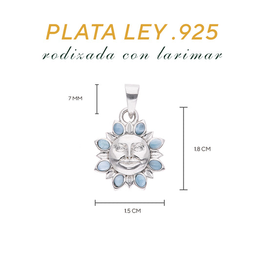 dije Sol Caribeño Larimar en Plata.925