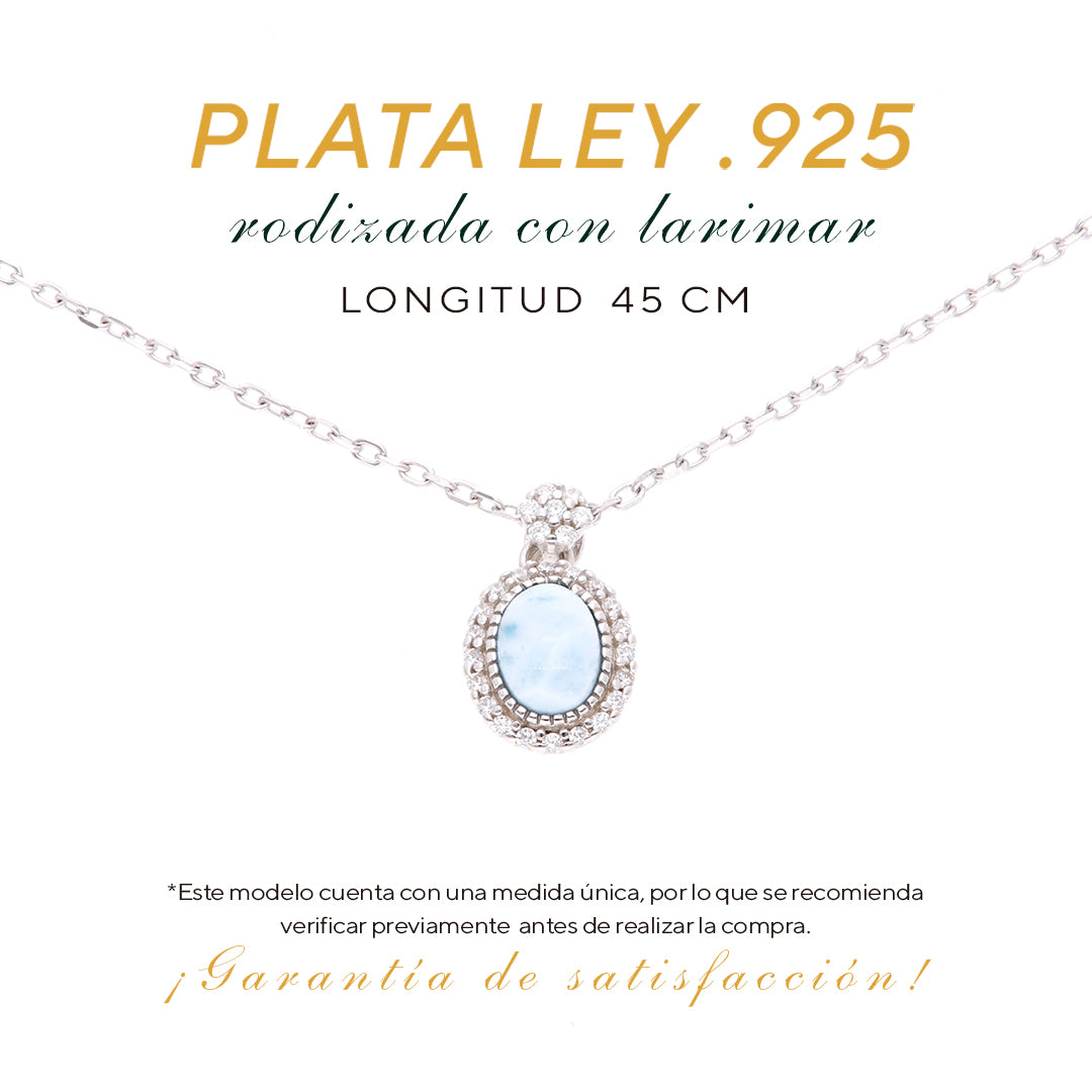 Collar Ovalado de Larimar en Plata.925