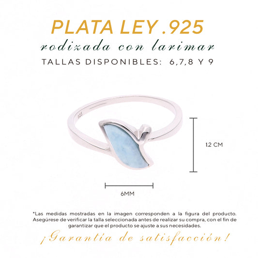 Anillo Hoja de Larimar en Plata.925