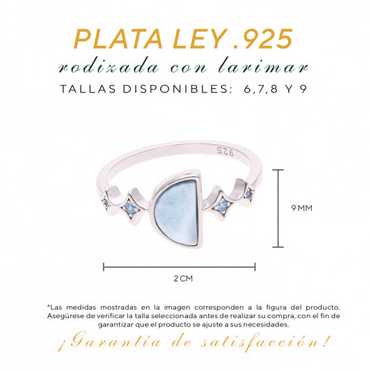 Anillo Triangular Larimar en Plata.925