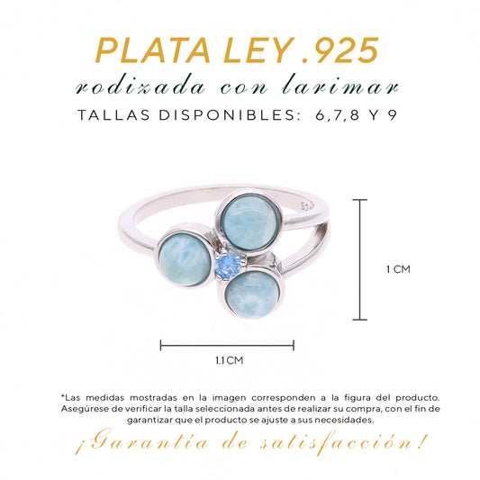 Anillo Triple Larimar en Plata.925